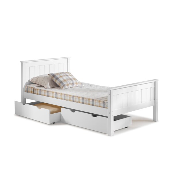 Alaterre Furniture Harmony Twin Wood Platform Bed with Storage Drawers, White AJHO10WHS - main